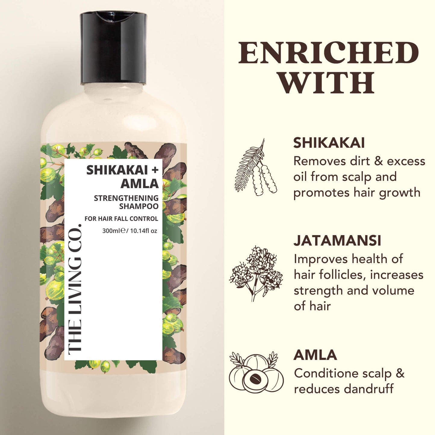 Strengthening Shampoo with SHIKAKAI + AMLA for Hair Fall Control - 300ml