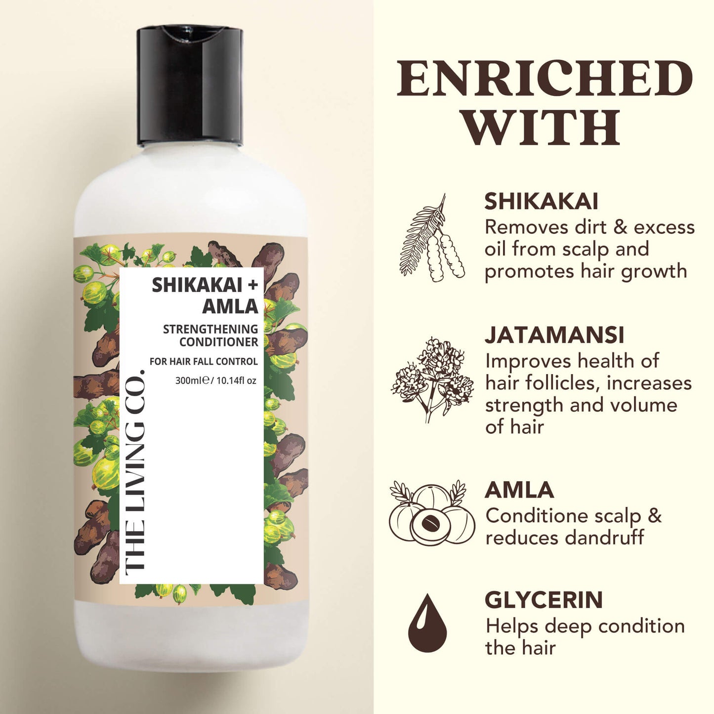 Strengthening Conditioner with SHIKAKAI + AMLA for Hair Fall Control - 300ml