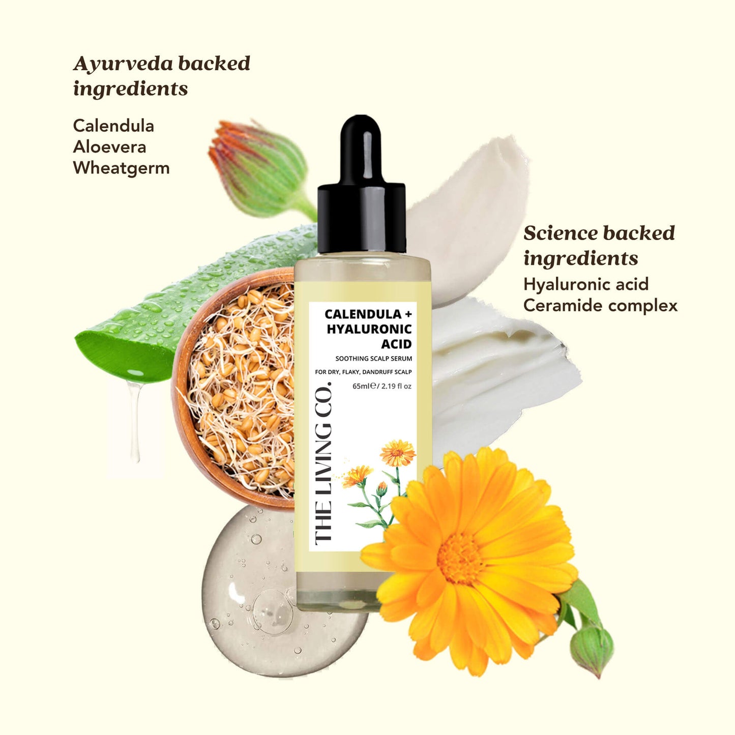 CALENDULA + HYALURONIC ACID Soothing Scalp Serum for Dandruff, Flaky & Dehydrated Scalp